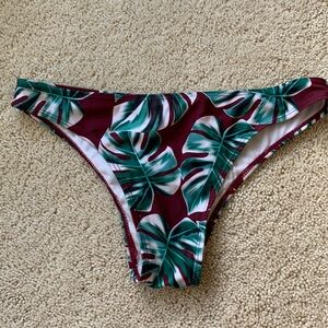 Maroon tropical bikini bottoms swim suit size M